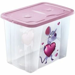 Rollbox - Maus - Rosa - Mit Deckel - 64 Liter
