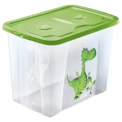 Rollbox - Drache - Grün - Mit Deckel - 64 Liter