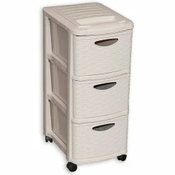 Schubladencontainer - Grau-creme - Rattanoptik