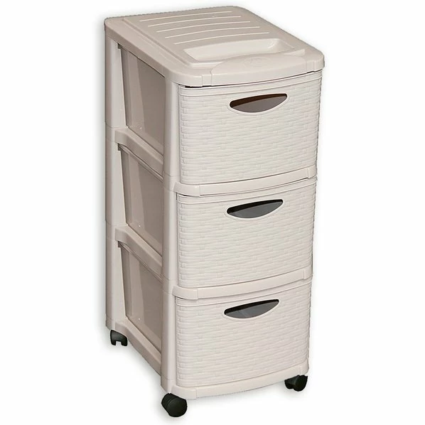 Schubladencontainer - Grau-creme - Rattanoptik 3 Schubladencontainer - Grau-creme - Rattanoptik