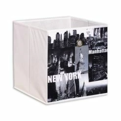 Homara Aufbewahrungsbox - New York - Weiß-schwarz - 32 X 32 X 32 Cm