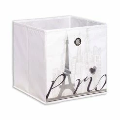 Homara Aufbewahrungsbox - Paris - Weiß - 32 X 32 X 32 Cm
