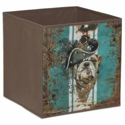Homara Aufbewahrungsbox - Bulldogge - Braun-blau - 32x32 Cm