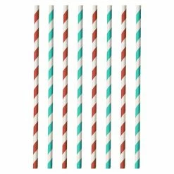 Trinkhalme - Rot-aquamarin - Papier - 40 Stück