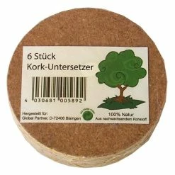 6er Pack Glas-Untersetzer - Kork - Naturprodukt