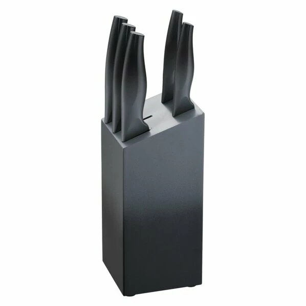 6-teiliges Messer-Set - Grau - Edelstahl - Mit Holzblock 3 6-teiliges Messer-Set - Grau - Edelstahl - Mit Holzblock