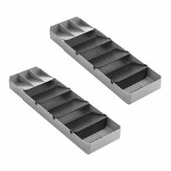 2er-Set Besteck-Organizer - Grau - Ausziehbar