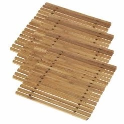 4-teiliges Untersetzer-Set - Braun - Bambus