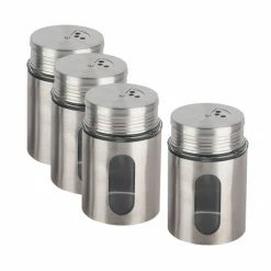 4-teiliges Gewürzstreuerset - Edelstahl - 80 Ml